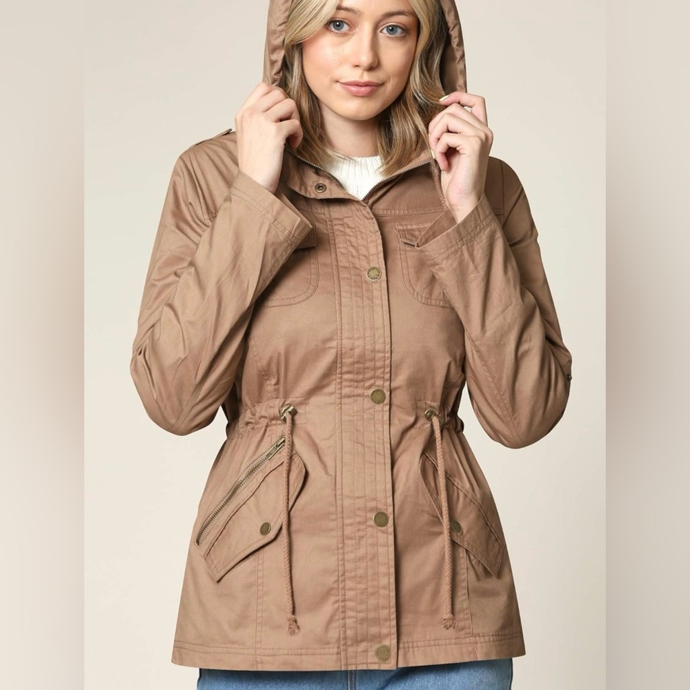 Casual Military Anorak Jacket Lightweight Detachable Hooded Safari Utility - Picture 4 of 6